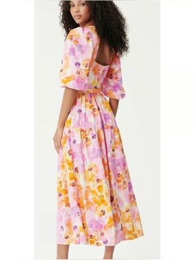 NICHOLAS CELIE BASSET FLORAL PRINT LINEN BLEND MAXI DRESS